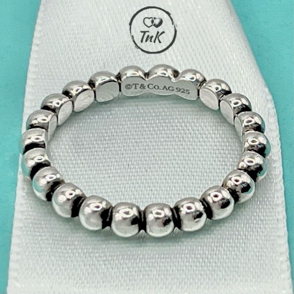 Tiffany & Co Ziegfeld Beaded Stacking Ring-  925 Sterling Silver - Size 7 - Picture 4 of 14